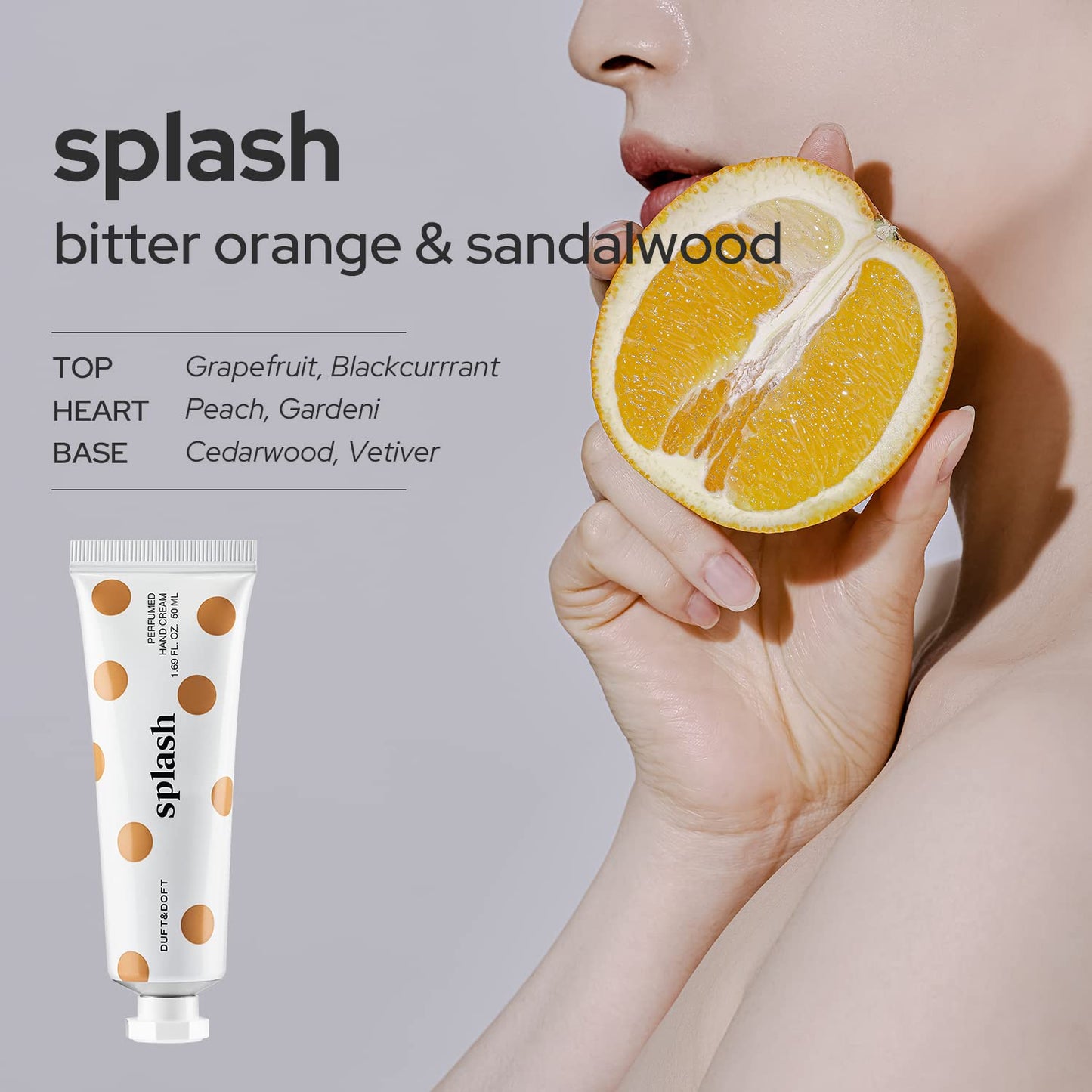 Duft & Doft Niche Perfume Hand Cream Splash (50g) - Long-Lasting Luxury Fragrance, Fast-Absorbing, Non-Greasy Formula for Soft, Scented Hands