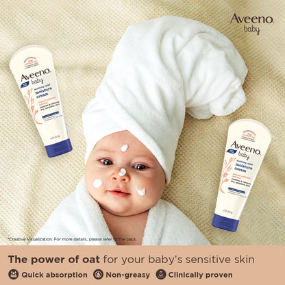 Aveeno Baby Soothing Relief Moisture Cream 227g|24-Hour Protection for Dry,Itchy or Sensitive Skin|Natural oat extract|Fragrance-free,paraben-free,Hypoallergenic|US #1 Pediatrician recommended
