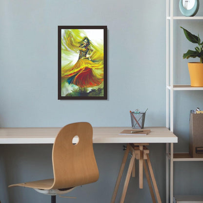 Indian Girl Dancing in Lehenga Choli Woman Lady Painting Photo Frame for Living Room, Bedroom, Home Decor and Wall Decoration (MM 2818, 30.5L x 20.3W cm, Paper, Without Plexi Glass)