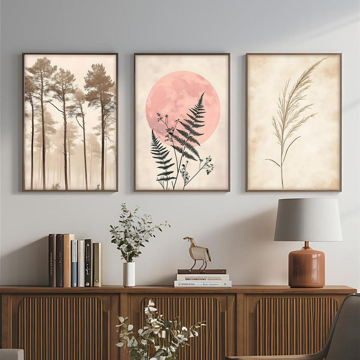 Painting Boho Wall Art Home Decoration Paintings With Frame For Living Room Bed Room Hotel Wall Decor Digital Reprint Set of 3 (Boho 4, 13x19 inch)
