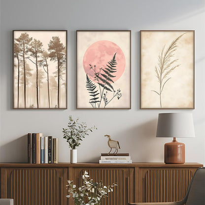 Painting Boho Wall Art Home Decoration Paintings With Frame For Living Room Bed Room Hotel Wall Decor Digital Reprint Set of 3 (Boho 4, 13x19 inch)