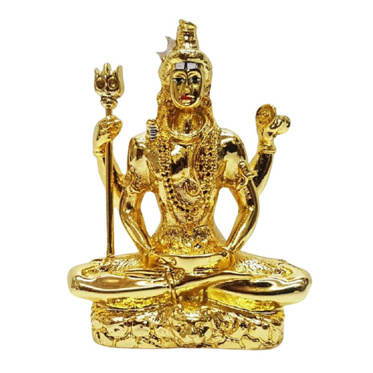 Gold Art India Gold Plated Lord Shiva Idol | Bhole Baba | Bholenath Hindu God Statue for Pooja Lord Blessing Shanker Deity Figurine Car Dashboard, Ideal for Gifting (Gold) (3.3 inches Height)