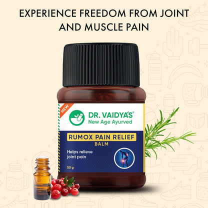 Dr. Vaidya's Rumox Pain Relief Balm | For Head Ache, Body Pain, Joint & Muscle Pain | Mix Of Oils - Mahanarayan, Cajuput, Wintergreen | (50g Each)
