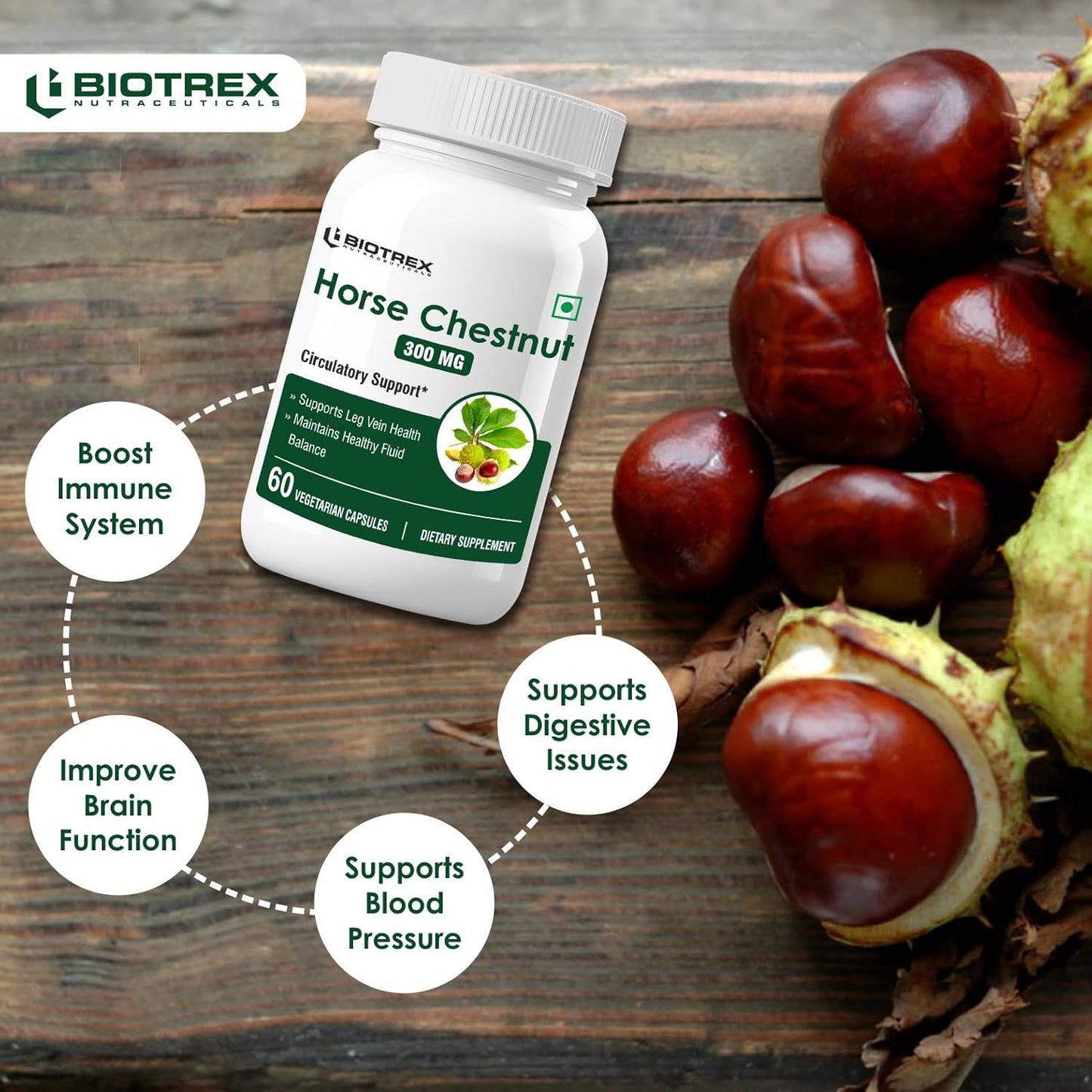 Biotrex Nutraceuticals Horse Chestnut 300mg - 60 Veg Capsules