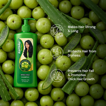 Karthika Dryness Shield Shampoo with Amla, Henna & Aloe Vera for Naturally Long & Thick Hair, 650ml