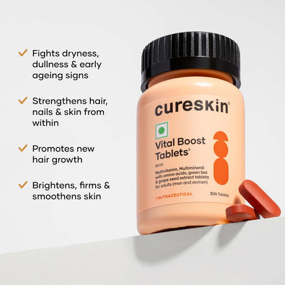Cureskin Vital Hair Boost Tablets for Hair Fall Control, Hair Growth & Skin Health | Multivitamin Tablet for Men & Women