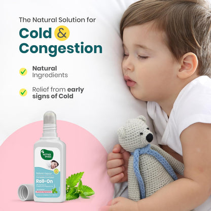 Mother Sparsh Natural Vapour Complete Cold Relief Roll-On for Babies-15ml | With Thymol Crystal, Eucalyptus Oil & Peppermint Oil for Cold & Cough | 100% Natural | Relieves Chest Congestion