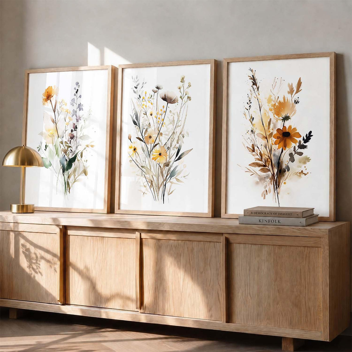 Home Decor Floral Painting Decorative Modern Wall Art poster With Frame For Living Room Bed Room Hotel Wall Decor Digital Reprint Set of 3 (10X13 inch)