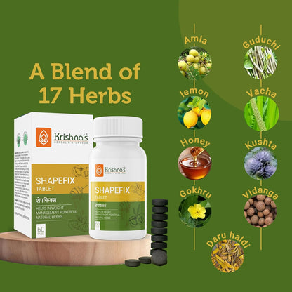 Krishna's Shapefix Tablet - Helps in Weight Management with Natural Herbs - 60 Tab (Pack of 1)
