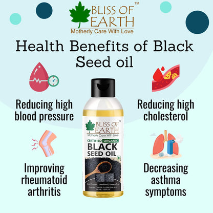 Bliss of Earth 100ML Certified Organic Black Seed Oil+Organic Sesame Oil 100ML. Coldpressed & Unrefined (Pack of 2)