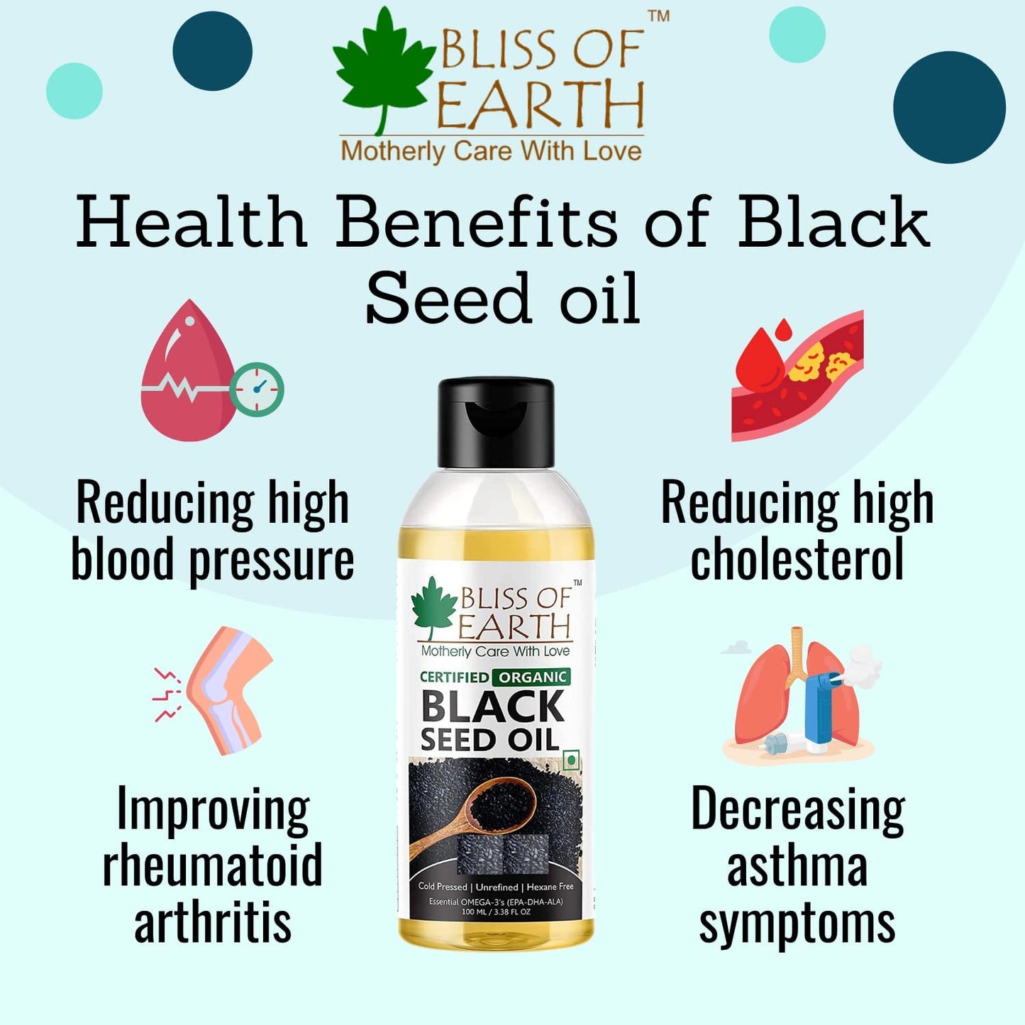 Bliss of Earth 100ML Certified Organic Black Seed Oil | Kalonji Oil+100ML Castor Oil for Hair Growth,Smooth Skin,