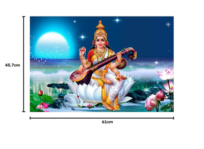 Krishna Arjun Rathe Vinyl Wall Poster | Shri Krishna and Arjun on Rath Poster Sparkle Coated Self Adhesive (Without Frame) (18 x 24 inch)