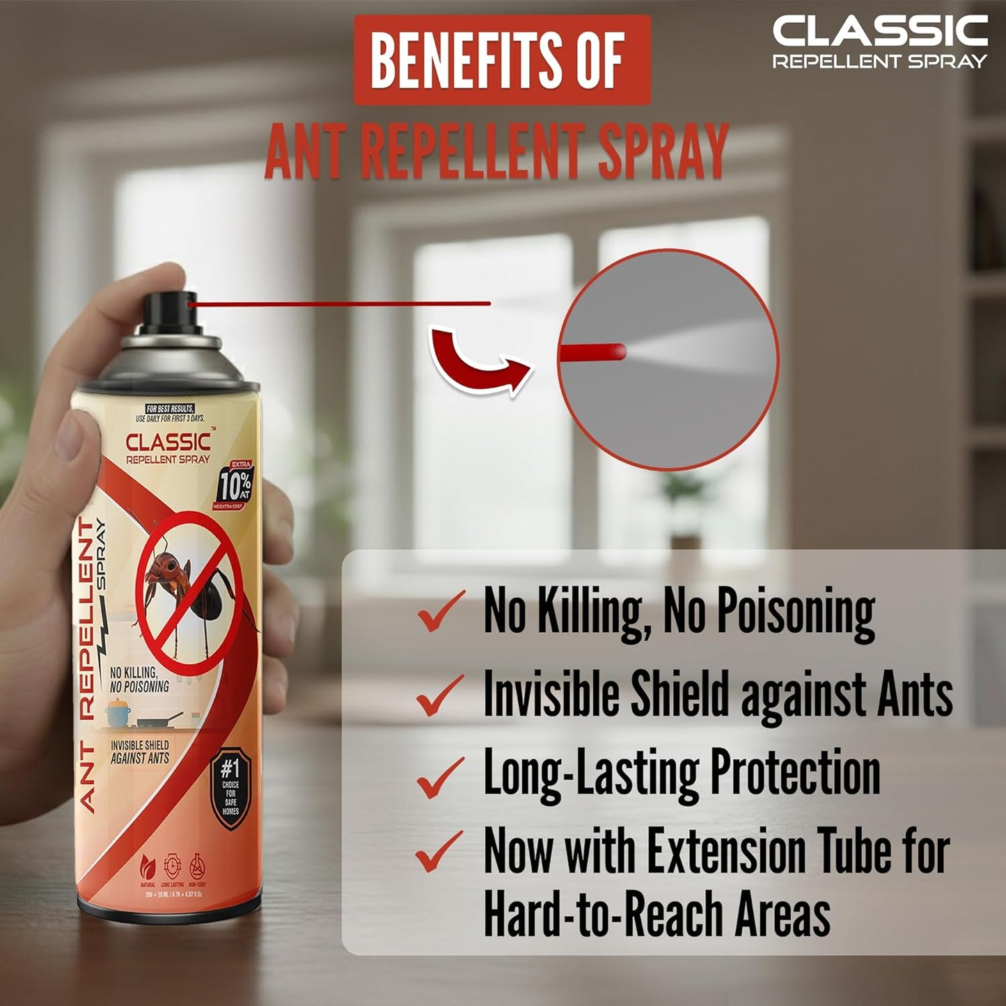 Ant Repellent Spray for Home & Kitchen (220 ml) | Herbal, Long-Lasting, Safe & Effective | Next-Gen Protection, No Killing, No Poisoning