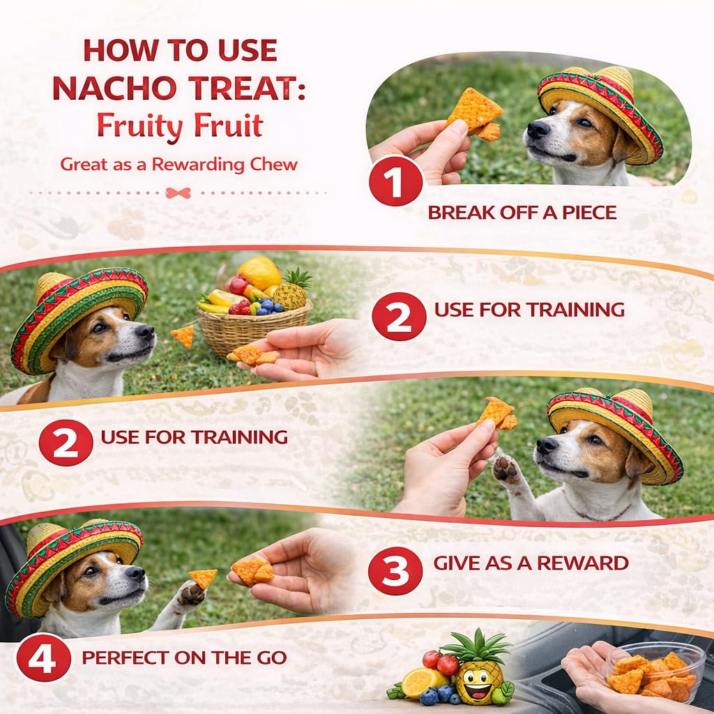 LeafyPaws Nacho Treats Dog Snacks (45g) | Natural Reward Treats for Dogs | 100% Natural Grain Free, Lactose Free, No Added Preservatives (Fruity Fruit)