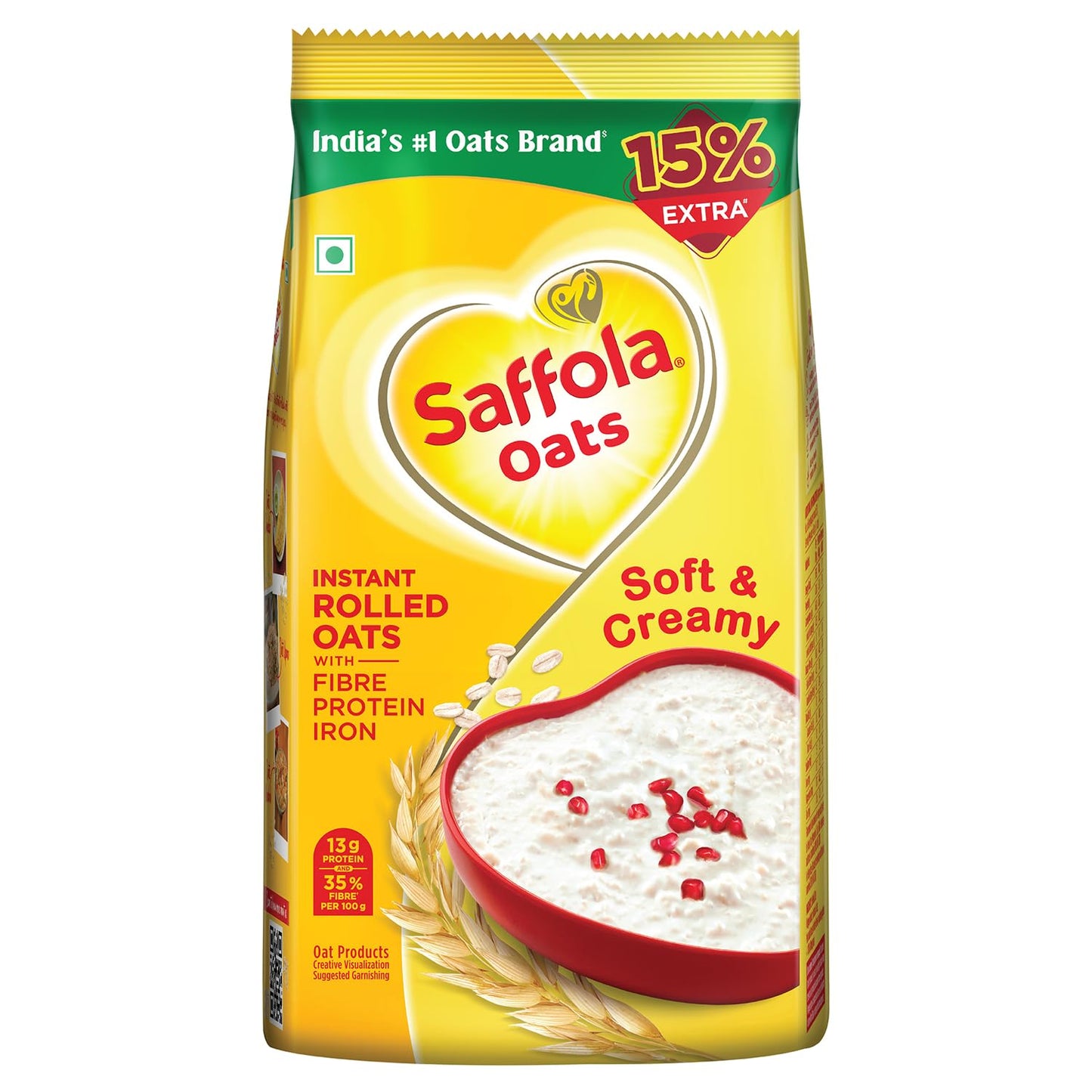 Saffola Oats, 13g High Protein, 10g High Fibre | Instant Rolled Oats | Soft and Creamy | Helps manage weight