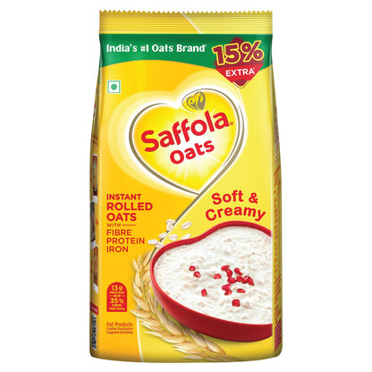 Saffola Oats, 13g High Protein, 10g High Fibre | Instant Rolled Oats | Soft and Creamy | Helps manage weight