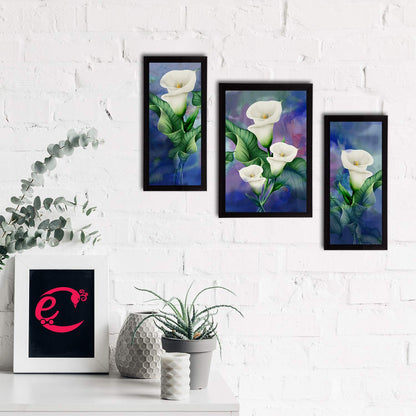 Set of 3 Botanical and Floral Satin Matt Textured UV Art Painting