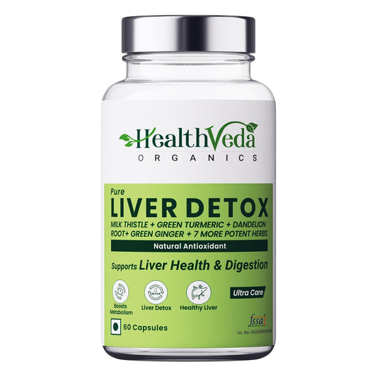 Zephivo Health Veda Organics Plant Based Liver Detox with Milk Thistle, Green Turmeric, Ginger Powder | Liver Detox Supplement for Healthy Liver, Helps in Cleanse Liver Natural Fatty Liver Support - 60 Vegetarian Capsules