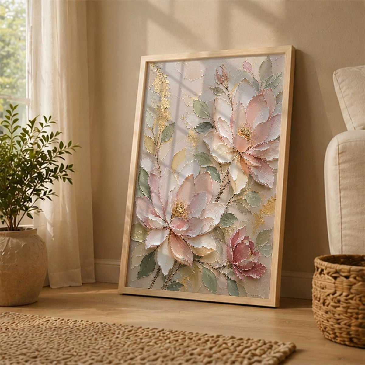 Floral Wall Art Home Decoration | Aesthetic Floral Paintings With Frame For Living Room Bed Room Hotel Wall Decor Digital Reprint Set of 1 (14X20)