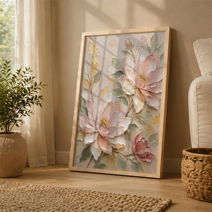 Floral Wall Art Home Decoration | Aesthetic Floral Paintings With Frame For Living Room Bed Room Hotel Wall Decor Digital Reprint Set of 1 (14X20)