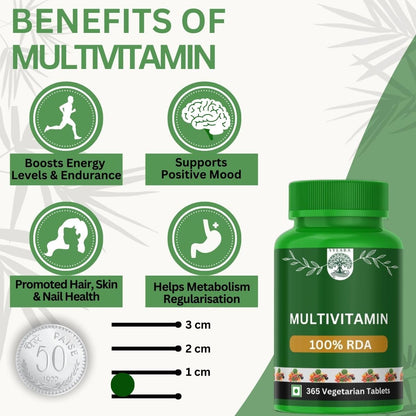 Sylara Plant Based Multivitamin -365 Capsules with Vit A, B1, B2, B3, B4, B5, B7, B6, B9 ,B12, C, D, E, K2 for Men & Women - Supports Immunity, Superfood Detox Boosts Energy - Greens, Herbs, Fruits & Vegetables Tablets Supplements