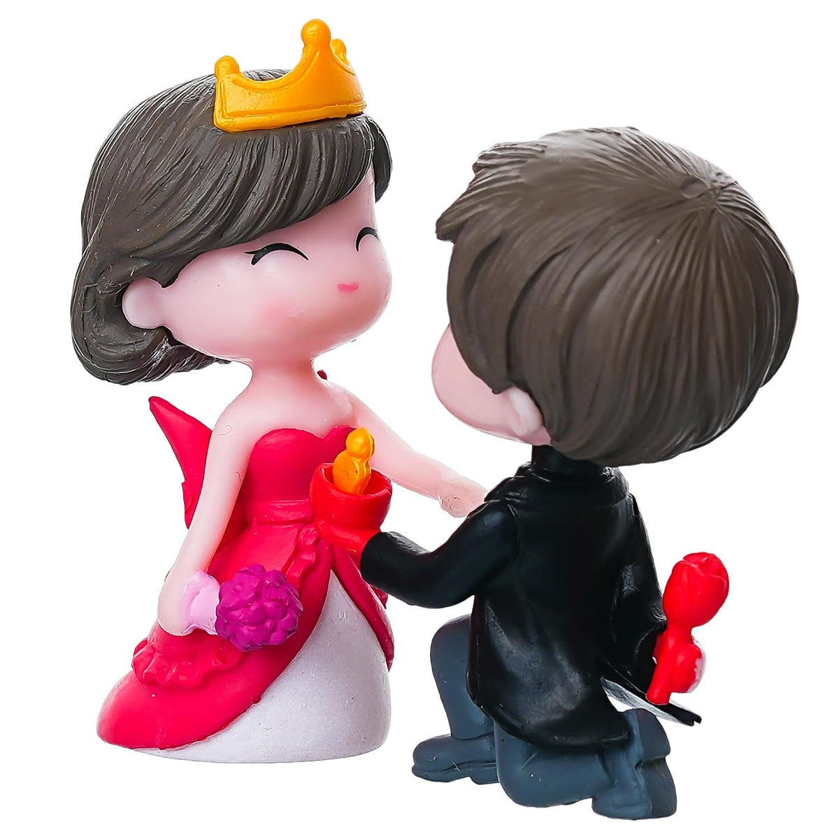 eCraftIndia Cute Couple Statue Boy Proposing Girl Miniature Showpiece Valentine Gift for Girlfriend Boyfriend Husband Wife Her Him | Valentine Decoration Items | Happy Birthday Cake Topper
