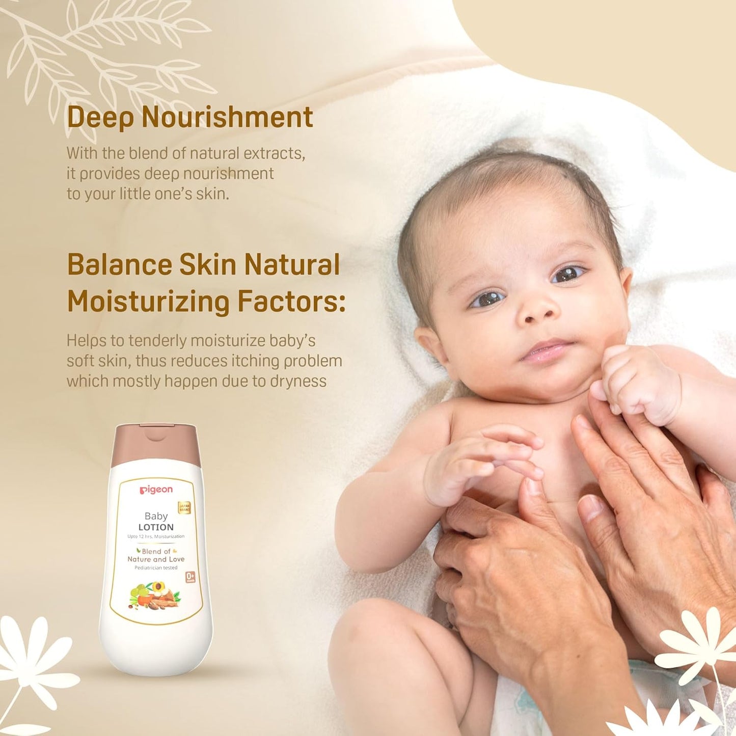Pigeon Baby Lotion with Marshmallow Root Extract, Carrot Seed Oil, Sweet Almond & Olive Oil – Soothing, Lightweight Moisturizer for Delicate Skin, No Paraben, Sulphate & Alcohol - 200 ml