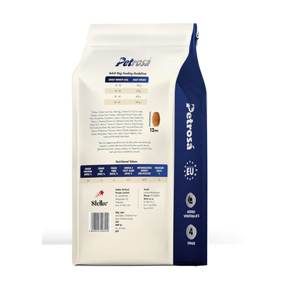 Petrosa Large Breed Adult Dry Dog Food (15 Months & Above), 1 Kg, 28% Protein, DHA & Prebiotics, Joint Health & Digestion
