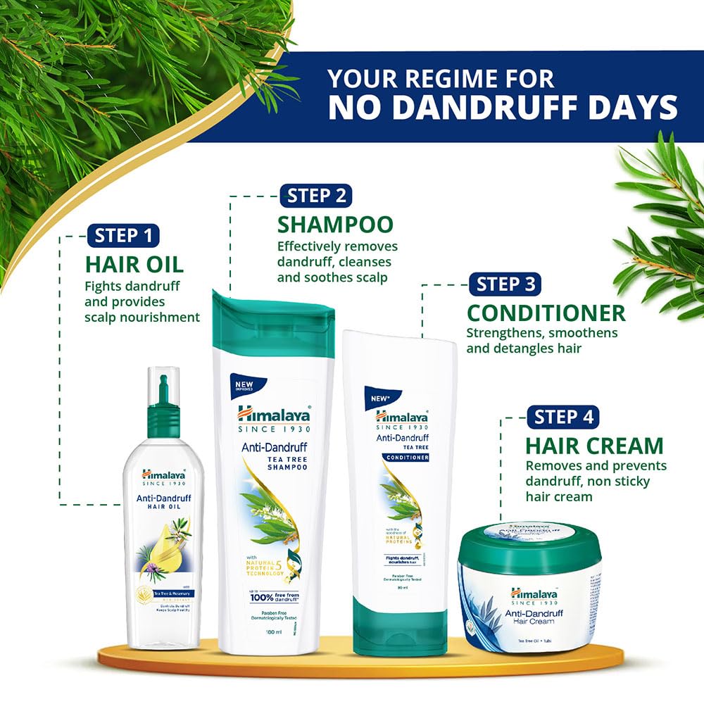 Himalaya Anti-Dandruff Hair Care product set with step-by-step guide on a white background