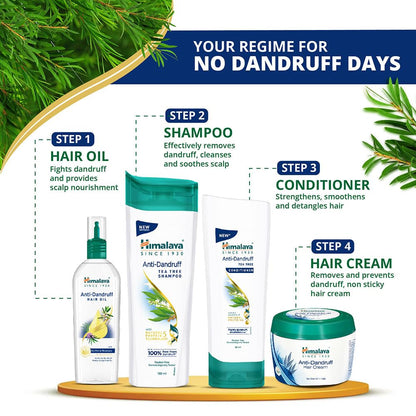 Himalaya Anti-Dandruff Hair Care product set with step-by-step guide on a white background