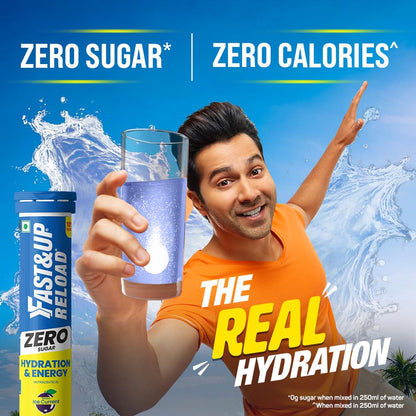 FAST&UP Reload Zero - Zero Sugar Instant Energy & Hydration Drink - Ice Current Flavour - 22 Effervescent Tablets