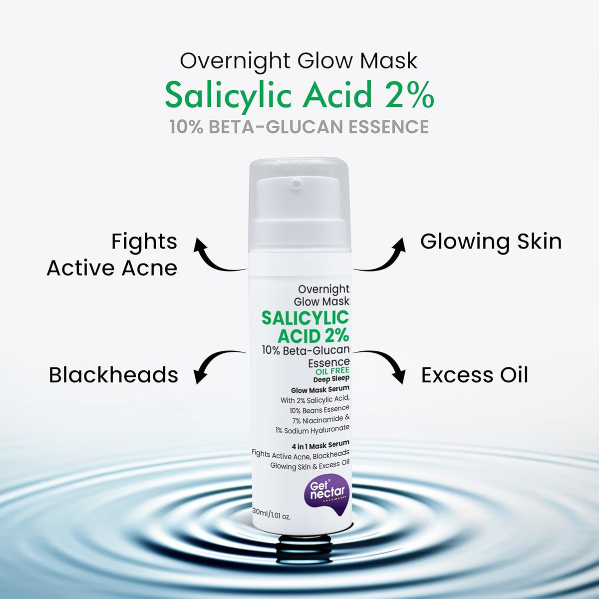 Salicylic Acid 2% Overnight Glow Mask with water droplet effect