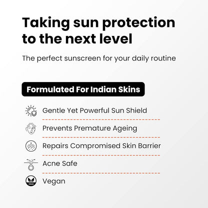 The True Therapy Dewy Sunscreen for Women & Men, SPF 50++ PA++ Body Sunscreen, 5% Niacinamide Sun Block, Acne Safe, Lightweight Sunscreen Lotion, No Harmful Ingredients Skin Care (30ml)