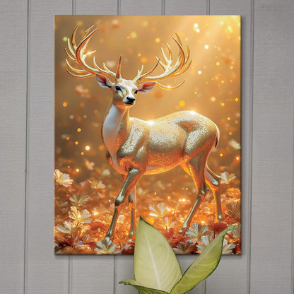 Canvas Vastu Golden Deer Wall Painting, Big Size Canvas Painting For Living Room, Bedroom, Multicolor, Abstract, 58.0 X 45.0 cm, Set of 1