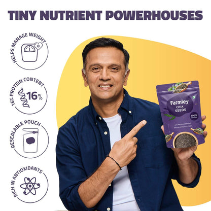 Farmley Chia Seeds 500g I Seeds for Eating | Seeds for Weight Management | Rich in Calcium, Protein & Fibre