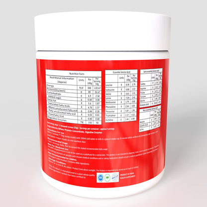 Pro360 Raw Whey Protein 100% - Unflavored - 250gm (100% Whey with Digestive Enzymes, 26.6g Protein, 5.97g BCAA, 4.7g Glutamic Acid per Serving)