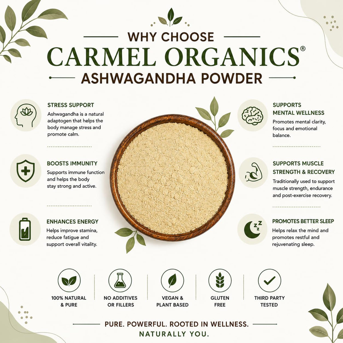 CARMEL ORGANICS Ashwagandha Root Powder 100 Grams
