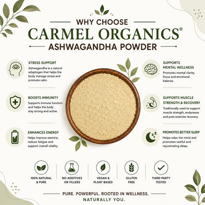 CARMEL ORGANICS Ashwagandha Root Powder 100 Grams