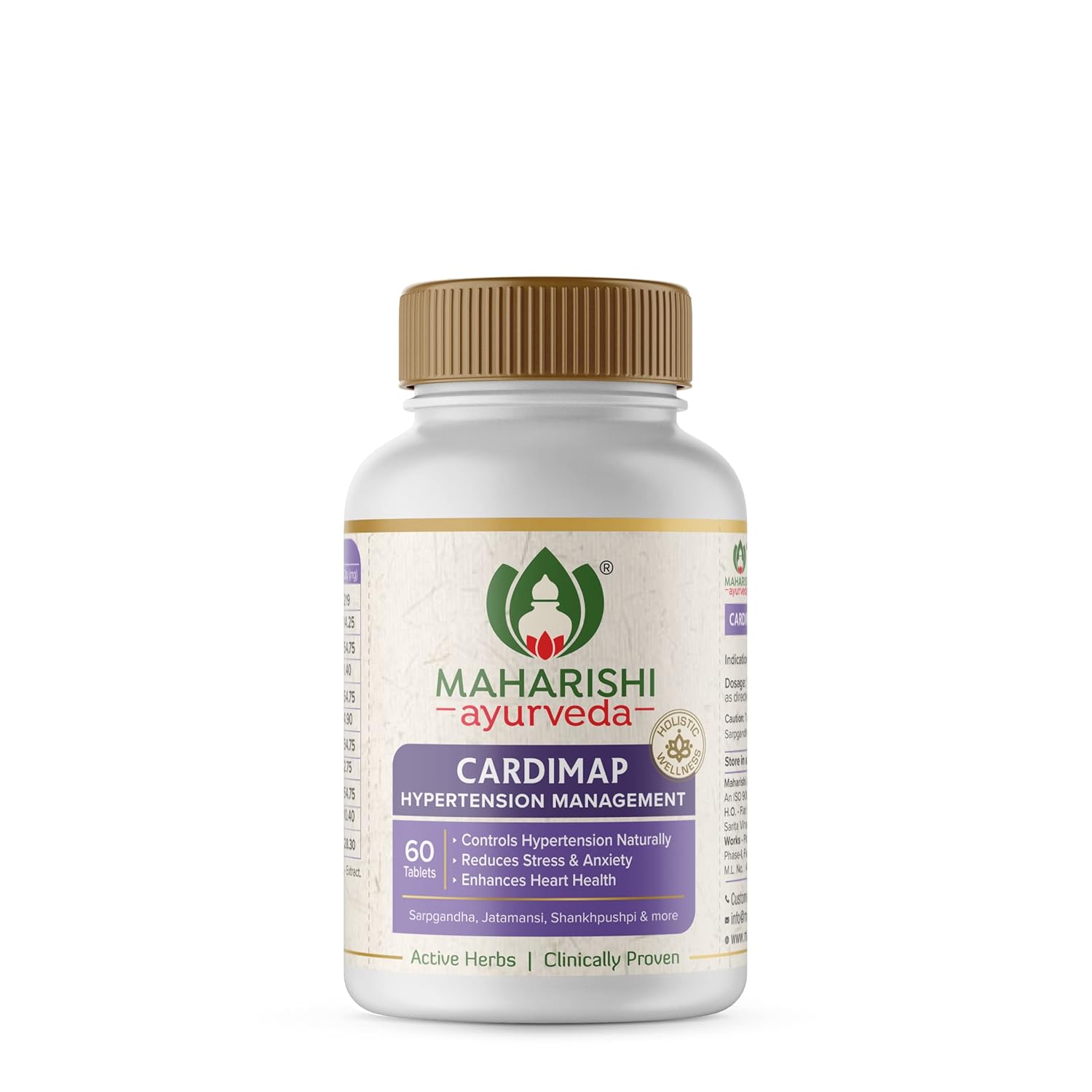 Zephivo Maharishi Ayurveda Cardimap | Helps Normalises Blood Pressure Naturally | Unique Formulation | Synergy of 5 Herbs | 30 days Pack (60 Tablets)

