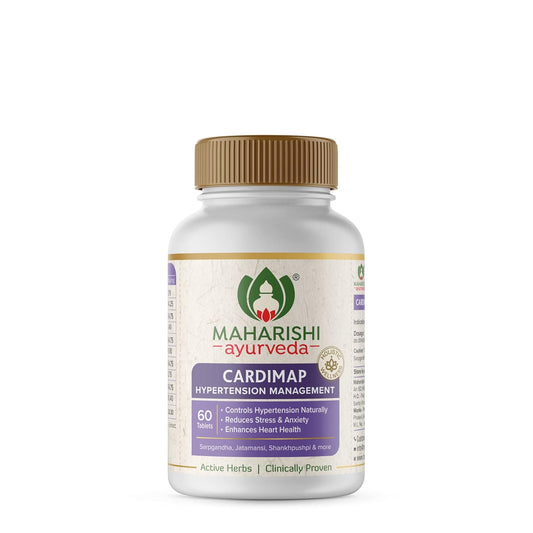 Zephivo Maharishi Ayurveda Cardimap | Helps Normalises Blood Pressure Naturally | Unique Formulation | Synergy of 5 Herbs | 30 days Pack (60 Tablets)
