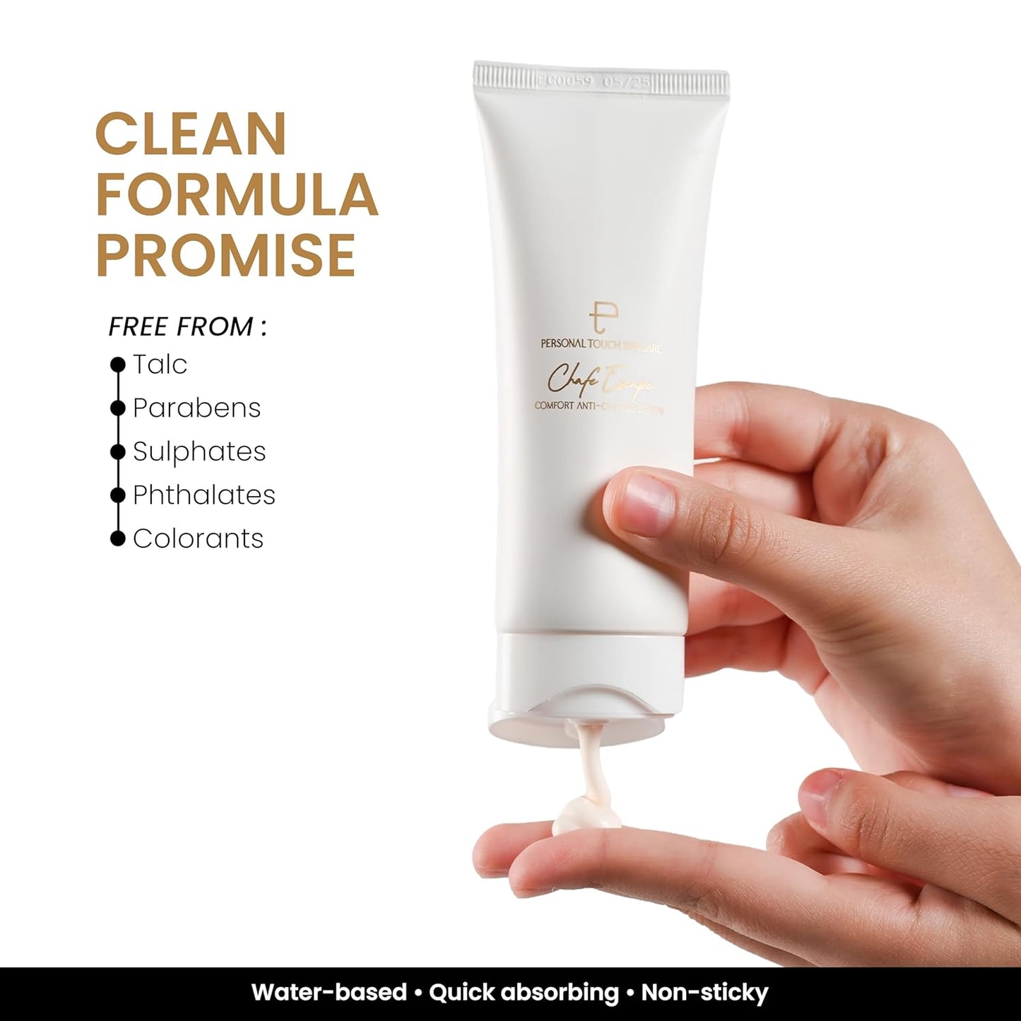 Personal Touch Chafe Escape Anti Chafing Cream for Inner Thighs & Underarms | Sweat & Friction Protection Cream | Talc Free, Non-Greasy, Quick Absorbing | For Sports & Daily Use | Unisex | 50 g