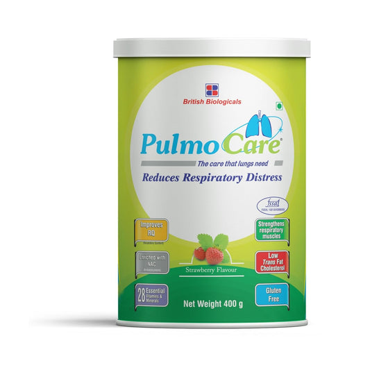 PulmoCare supplement container with green and white design on a white background