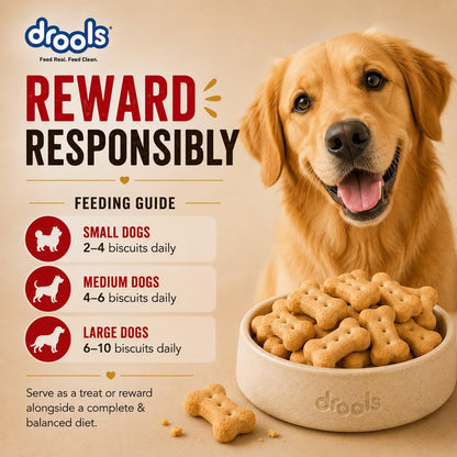 Drools All Life Stages Dog Treat Biscuits 800g Jar | Real Chicken Flavour | All Breed Formula | Promotes Lustrous Skin & Coat | Vitamins & Minerals | Reduces Tartar Build Up