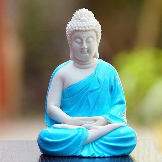 Beautiful Meditating Dhyan Gautam Buddh Bhagwan/God Idol Figurine for Livingroom|Bedroom|Office Desk|Desktop Table|Home Décor|Gifting (5.5-inch) Decorative Showpiece (Blue)
