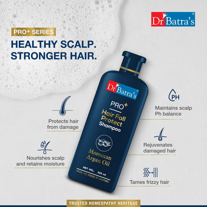 Dr Batra's PRO+ Hair Fall Protect Shampoo-350 ml | Sulphate Free Moroccan Argan Oil Shampoo for Men & Women
