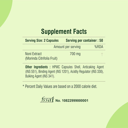 Supplement facts label with green background