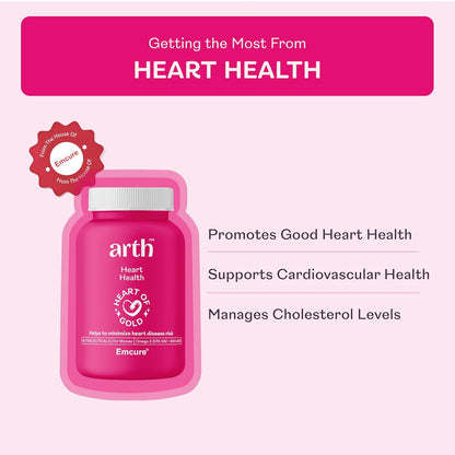 Arth Heart Health | Promotes good heart health, Supports Cardiovascular health, Manages Cholestrol levels | Omega 3's anti-inflammatory properties help to maintain heart health, immunity, skin and bone health (30 Capsules)