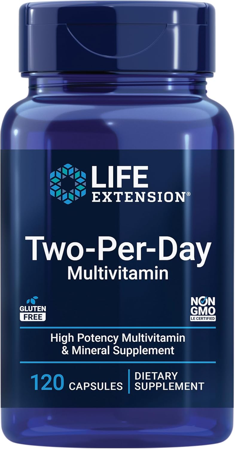 Life Extension Two-Per-Day Multivitamin bottle on a white background
