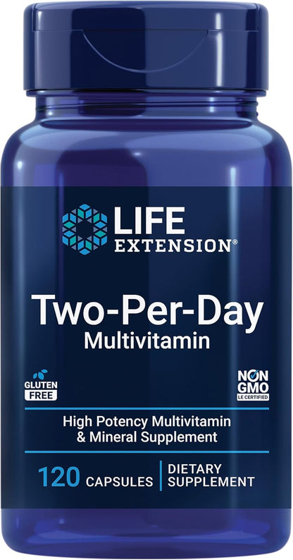 Life Extension Two-Per-Day Multivitamin bottle on a white background