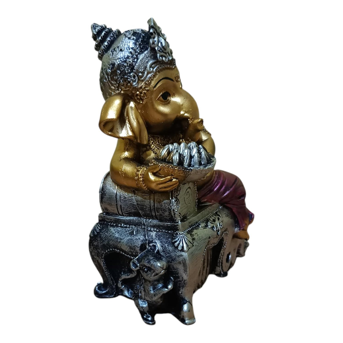 Ganesha Ganesh Ganpati Gajanan Statue Idol Murti Gift Item Decorative Showpiece Multicolor Polyresin Pack of 1 (B012)